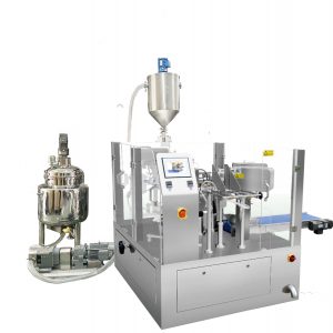 אריזת איטום מילוי שקית מוכנה מראש אוטומטית עם מילוי בובות לנוזל והדבק