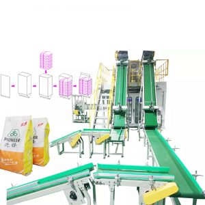 Automatic salt bag packing into big pp woven bag secondary bagging machine line